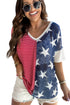 Stripes Stars Print Knit Short Sleeves Top